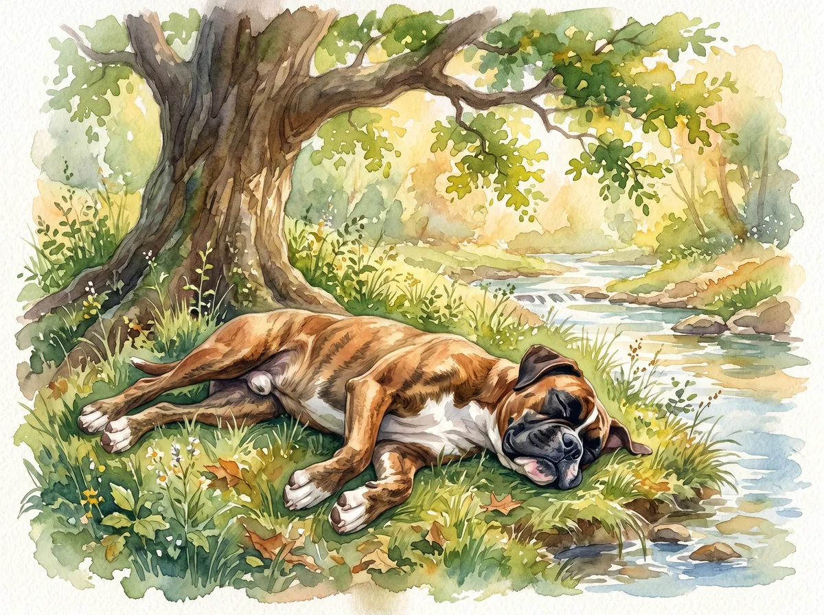 Boxer watercolor calendar month 8